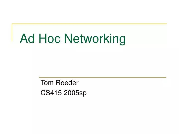 ad hoc networking