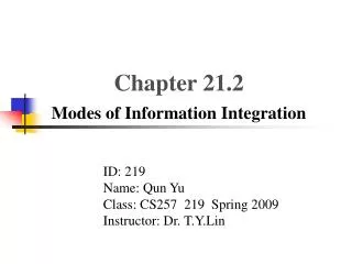 Chapter 21.2 Modes of Information Integration