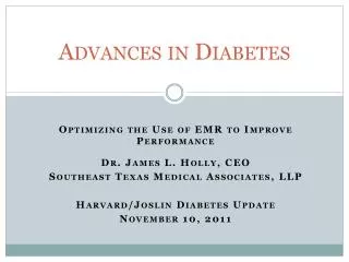 Advances in Diabetes