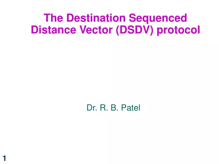 the destination sequenced distance vector dsdv protocol