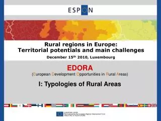 Rural regions in Europe: Territorial potentials and main challenges