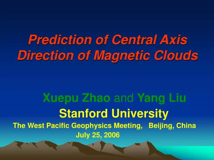 prediction of central axis direction of magnetic clouds