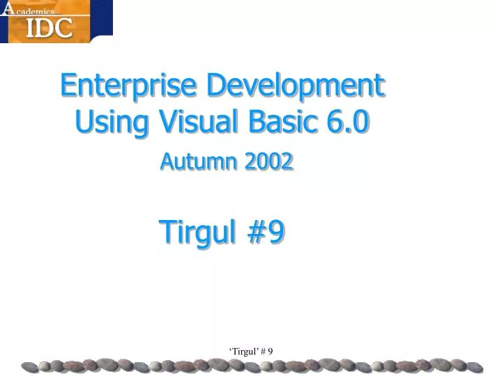 enterprise development using visual basic 6 0 autumn 2002 tirgul 9