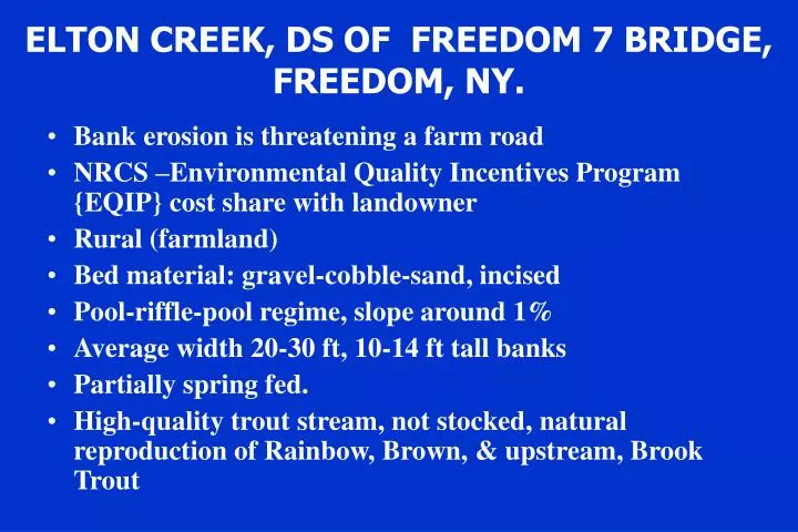 elton creek ds of freedom 7 bridge freedom ny