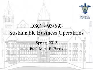 DSCI 493/593 Sustainable Business Operations