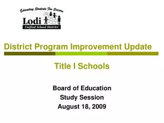 District Program Improvement Update