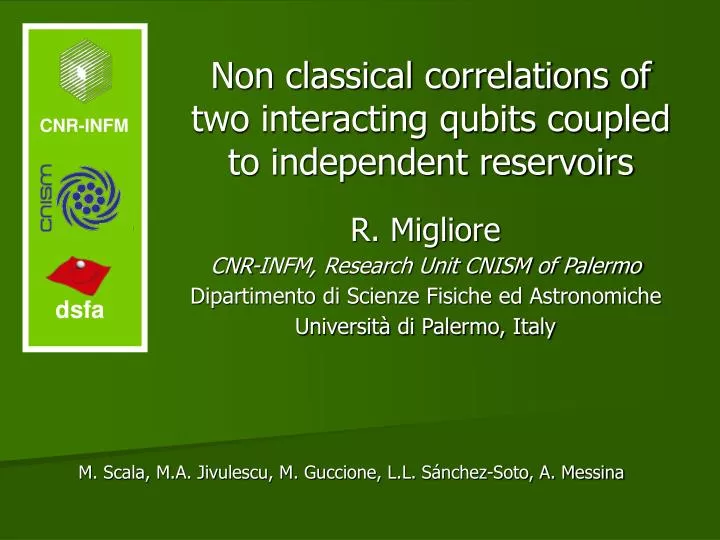 non classical correlations of two interacting qubits coupled to independent reservoirs