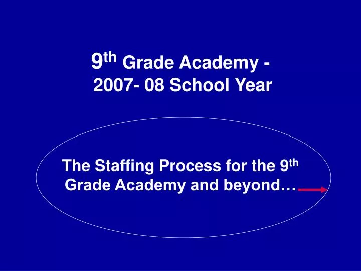 9 th grade academy 2007 08 school year