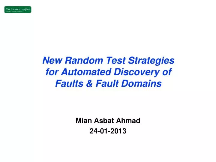 new random test strategies for automated discovery of faults fault domains