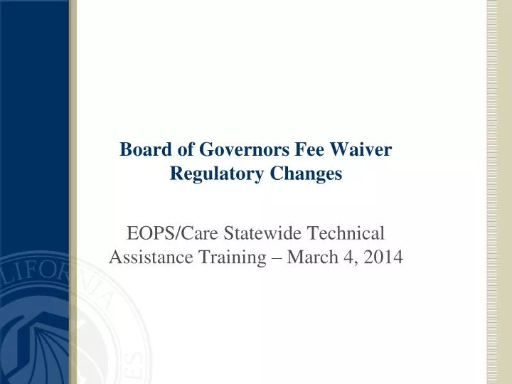 board of governors fee waiver regulatory changes