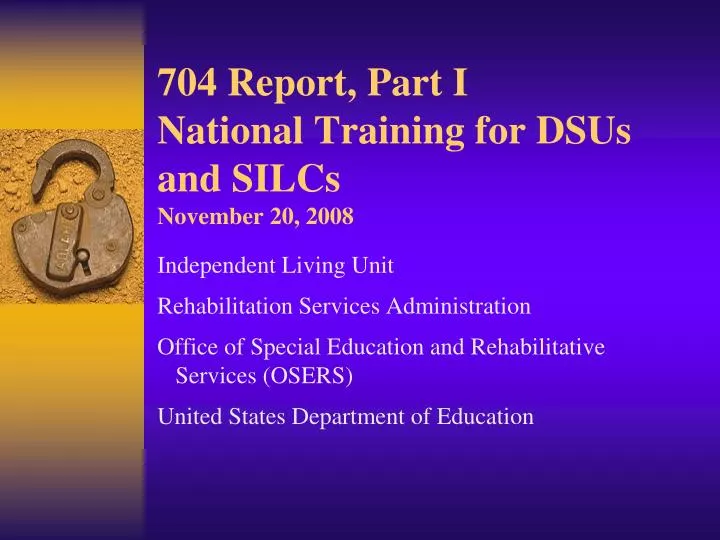 704 report part i national training for dsus and silcs november 20 2008