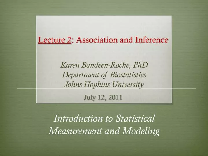 lecture 2 association and inference