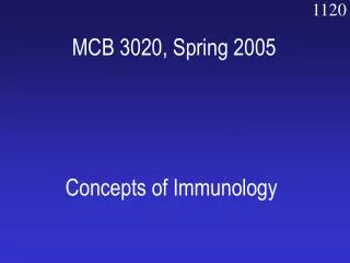 MCB 3020, Spring 2005 Concepts of Immunology