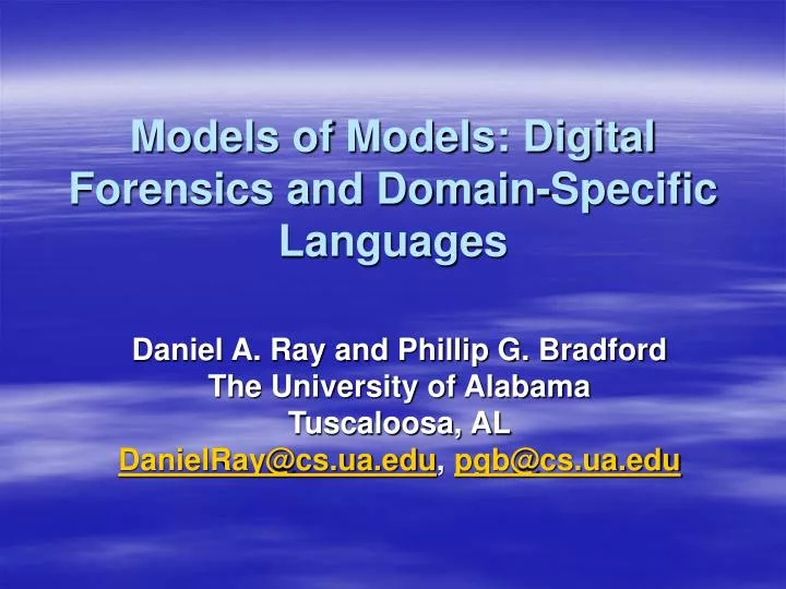 models of models digital forensics and domain specific languages