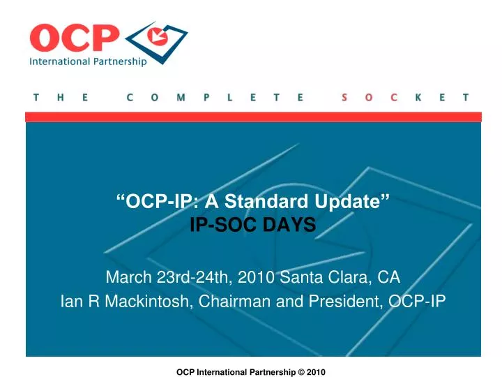 ocp ip a standard update ip soc days