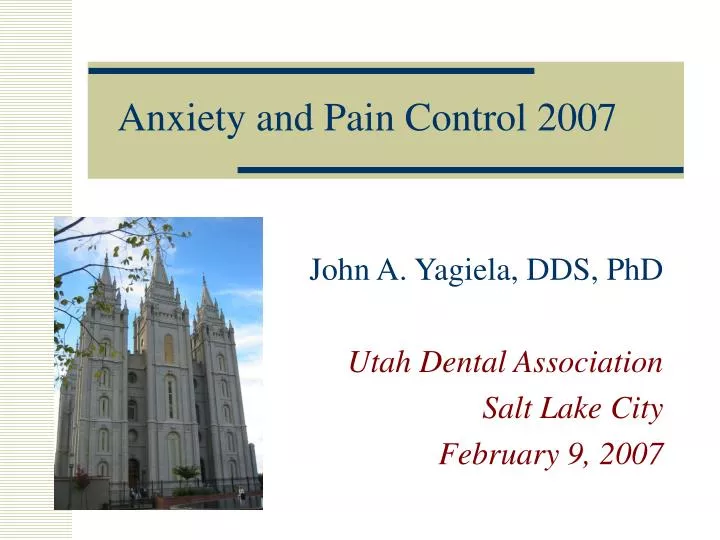 anxiety and pain control 2007