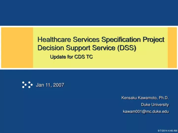 healthcare services specification project decision support service dss update for cds tc