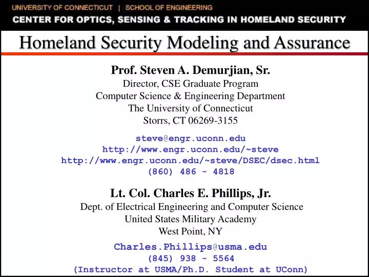 homeland security modeling and assurance