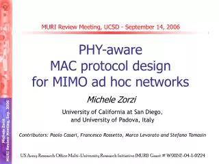 MURI Review Meeting, UCSD - September 14, 2006