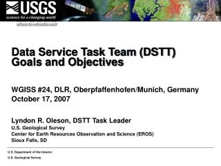 Data Service Task Team (DSTT) Goals and Objectives