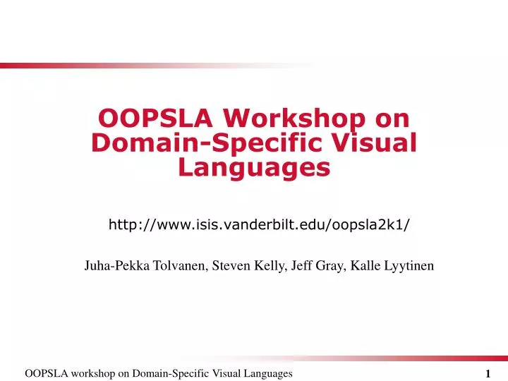 oopsla workshop on domain specific visual languages