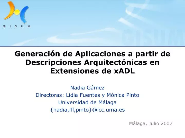 generaci n de aplicaciones a partir de descripciones arquitect nicas en extensiones de xadl