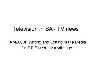 Television in SA / TV news