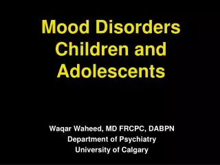 Mood Disorders Children and Adolescents