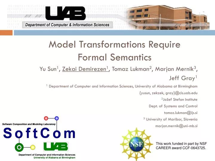 model transformations require formal semantics