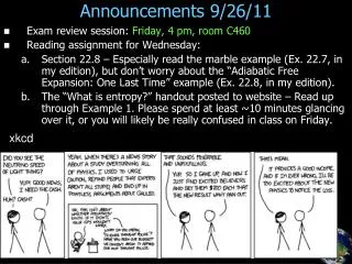 Announcements 9/26/11