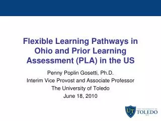 Flexible Learning Pathways in Ohio and Prior Learning Assessment (PLA) in the US