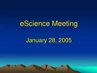 eScience Meeting January 28, 2005