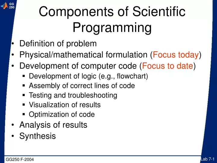 components of scientific programming