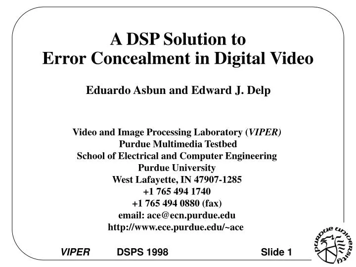 a dsp solution to error concealment in digital video
