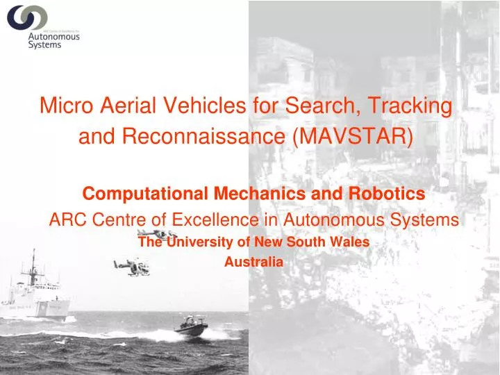 micro aerial vehicles for search tracking and reconnaissance mavstar