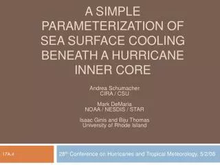 A simple parameterization of sea surface cooling beneath a hurricane inner core