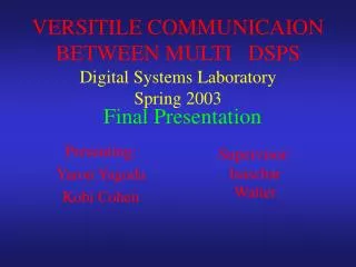VERSITILE COMMUNICAION BETWEEN MULTI DSPS Digital Systems Laboratory Spring 2003