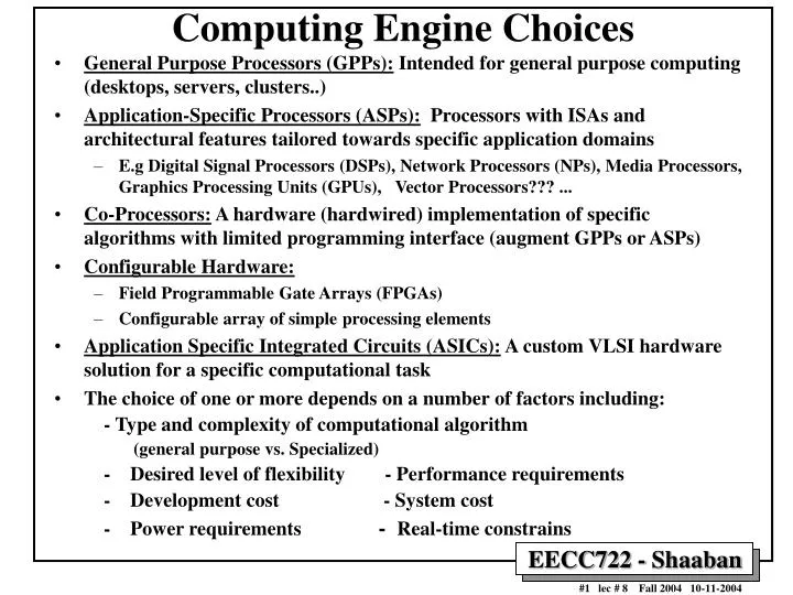 computing engine choices