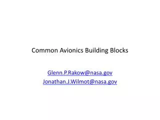 Common Avionics Building Blocks
