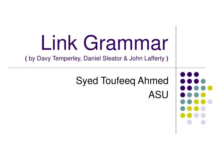 link grammar by davy temperley daniel sleator john lafferty