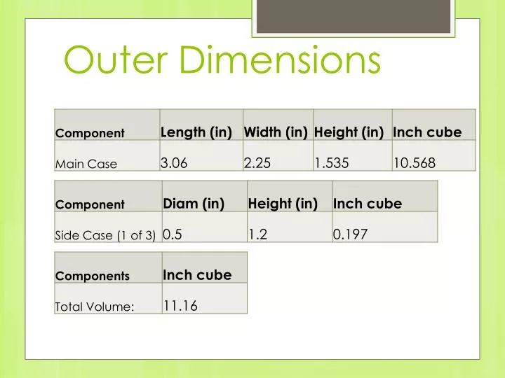 outer dimensions