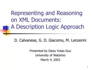 Representing and Reasoning on XML Documents: A Description Logic Approach