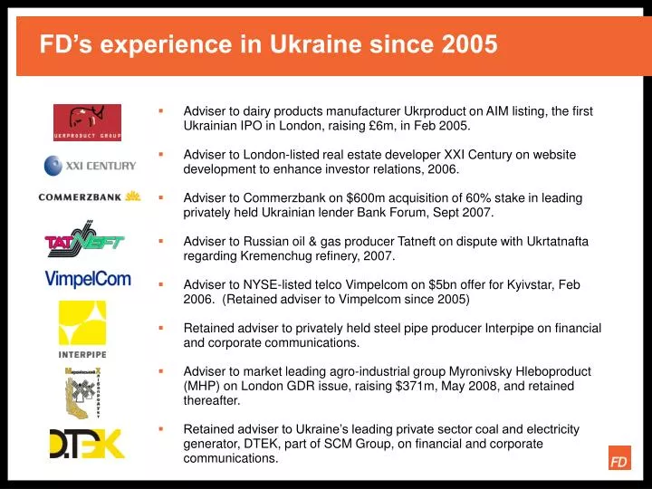 fd s experience in ukraine since 2005