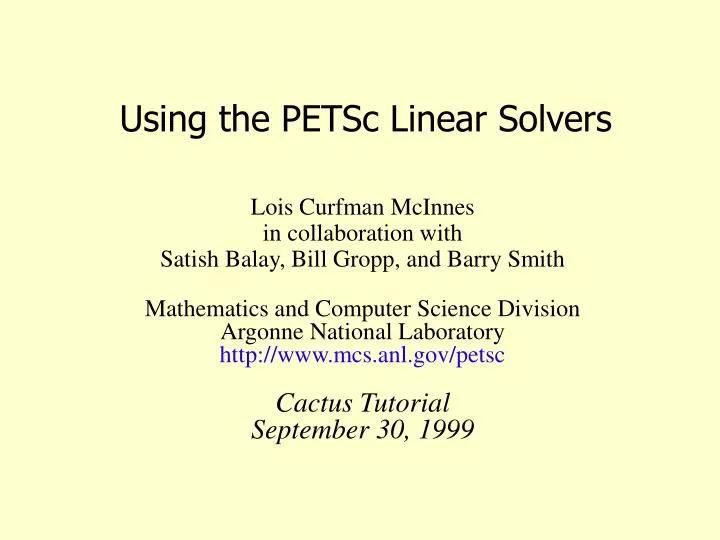 using the petsc linear solvers