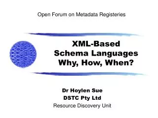 Open Forum on Metadata Registeries