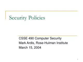 Security Policies