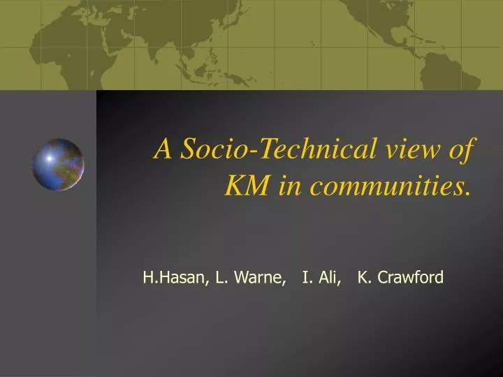 a socio technical view of km in communities