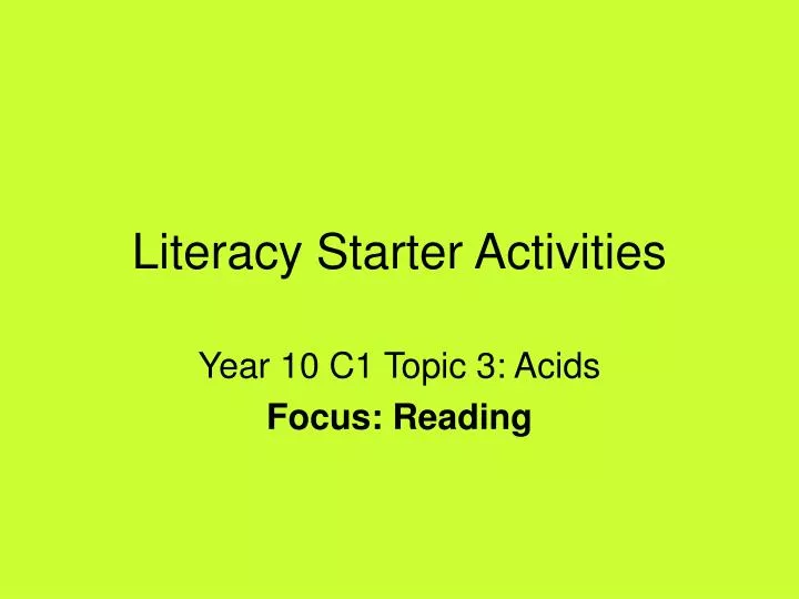literacy starter activities