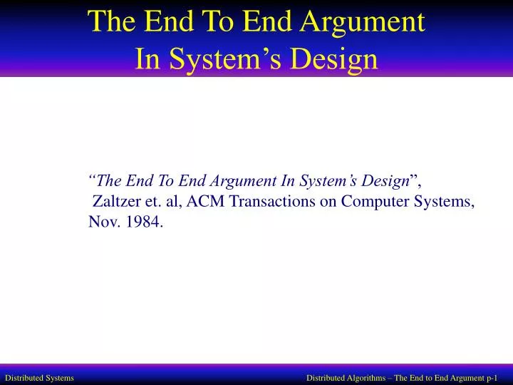 the end to end argument in system s design