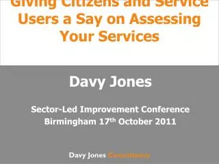 Giving Citizens and Service Users a Say on Assessing Your Services